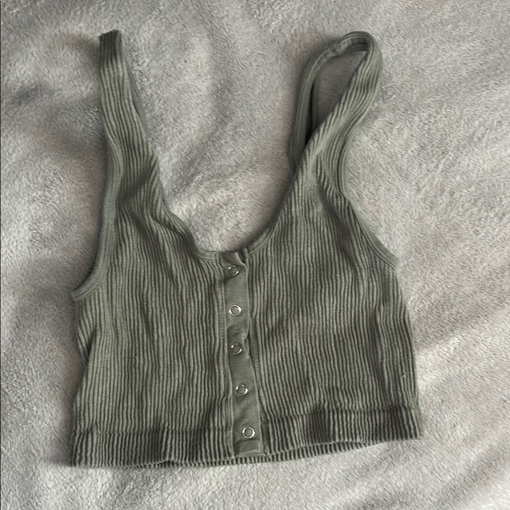 Ribbed Green Tank Top